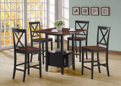 Black & Cherry Two-Tone Modern 5Pc Counter Height Dining Set