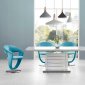 D4801DT Dining Table in White by Global w/Optional Blue Chairs