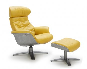 Karma Lounge Chair in Mustard Leather by J&M w/Options [JMAC-Karma Mustard]