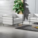 Le Corbusier Style Grande Sofa, Loveseat & Chair Set in White