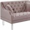 Roxy Sofa 635 in Pink Velvet Fabric by Meridian w/Options