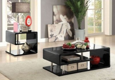 Ninove I Coffee Table & 2 End Tables Set CM4057BK in Black