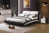 Black Leatherette Modern Bed w/White Headboard