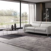 Augusto Power Reclining Sofa in White Leather by Whiteline