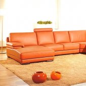 2227 Orange Leather/Leather Match Modern Sectional Sofa by VIG