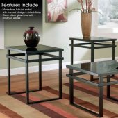 Black Clear Glass Top Modern 3Pc Coffee Table Set w/Metal Frame