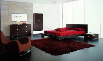 Dark Brown Modern 5PC Bedroom Set w/Brown Leather Bed [VGBS-Zen50]