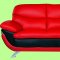 Black and Red Top Grain Leather Upholstery Sofa