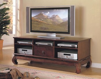 Distressed Cherry Finish Stylish TV Stand W/Media Storages [CRTV-415-700134]