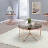 Alivia Coffee Table 3PC Set 81840 in Smoky Glass & Rose Gold