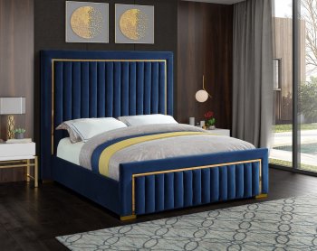 Dolce Bed in Navy Velvet Fabric by Meridian w/Options [MRB-Dolce Navy]