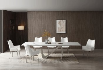 9087 Dining Table White by ESF w/Optional 1218 White Chairs [EFDS-9087-White 1218-White]