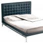 Black or White Leather Modern Bed w/Stainless Steel Base