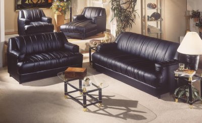 Black Fabric Contemporary Living Room w/Hardwood Frame