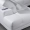 White Tufted Leather Modern Sectional Sofa w/Wooden Legs