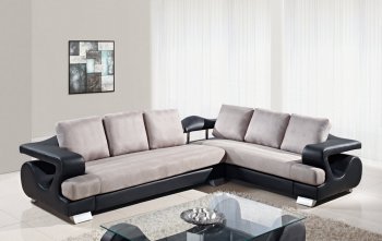 U7208 Sectional Sofa in Grey Fabric/Black PU by Global Furniture [GFSS-U7208]