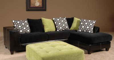 201074 Fiona Sectional Sofa in Suede Fabric & Vinyl by Chelsea