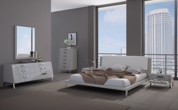 Bahamas Bedroom in High Gloss Taupe by Whiteline w/Options [WLBS-Bahamas Taupe]