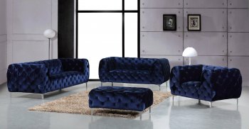 Mercer 646 Sofa in Navy Velvet Fabric w/Optional Items [MRS-646Navy Mercer]