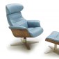 Karma Lounge Chair in Blue Leather by J&M w/Options