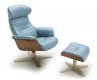 Karma Lounge Chair in Blue Leather by J&M w/Options