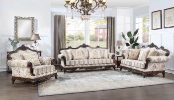 Nayla Sofa LV01273 in Pattern Fabric & Walnut by Acme w/Options [AMS-LV01273 Nayla]