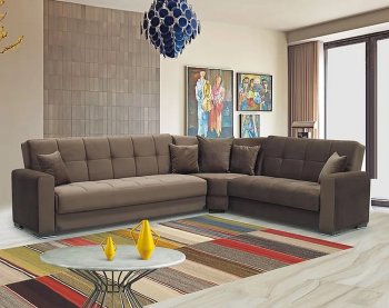 FD511 Sectional Sofa Sleeper in Brown Fabric by FDF [FDSS-FD511 Brown]