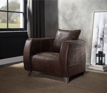 Kalona Accent Chair 59717 in Chocolate Leather by Acme [AMAC-59717 Kalona]