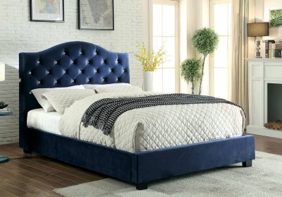 Betelgeuse Bed CM7421NV in Navy w/LED Light Headboard