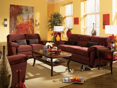 Rich Raisin or Chocolate Microfiber Living Room Sofa w/Options