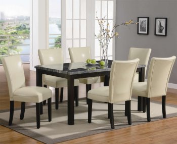 Cappuccino Finish & Grey Faux Marble Top Modern 7Pc Dining Set [CRDS-102261-Carter]