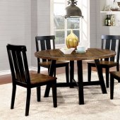 Alana CM3668RT Round Dining Table 5Pc Set in Oak & Black