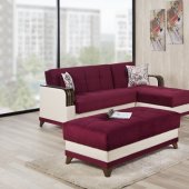 Almira Golf Burgundy Sectional Sofa in Fabric by Casamode