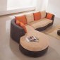 Tri-Tone Fabric Modern Sectional Sofa w/Coffee Table