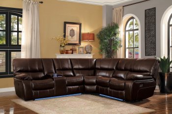 Pecos Power Motion Sectional Sofa 8480BRW Brown by Homelegance [HESS-8480BRW-3SCPD Pecos]