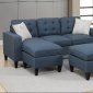 F6577 Sectional Sofa w/Ottoman in Navy Fabric by Poundex