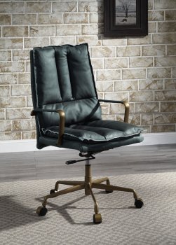 Tinzud Office Chair 93166 Dark Green Top Grain Leather by Acme [AMOC-93166 Tinzud]