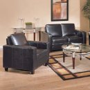 Dark Brown Bonded Leather Contemporary Sofa & Chair Set