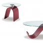 Mahogany Modern Artistic Coffee Table W/Glass Top