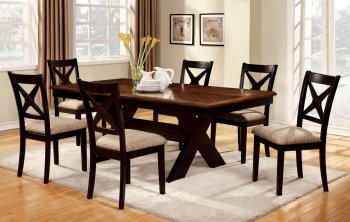 CM3776T Liberta Dining Set 7Pc in Dark Oak & Black by FOA [FADS-CM3776T Liberta]