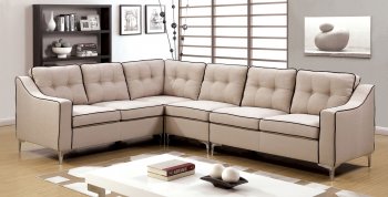 Glenda II Sectional Sofa CM6851BG in Beige Fabric [FASS-CM6851BG Glenda II]