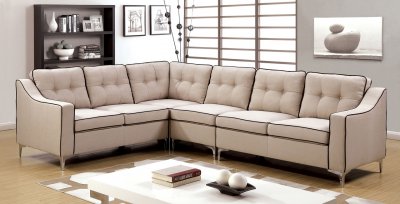 Glenda II Sectional Sofa CM6851BG in Beige Fabric