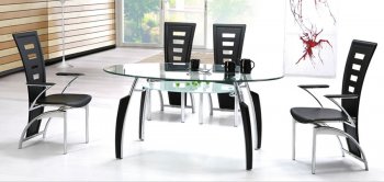 Contemporary Dinette Oval Glass Top Table w/Optional Chairs [AEDS-B210DT - B107CH]