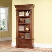 Antique Style Walnut Finish Grand Manor Granada Museum Bookcase