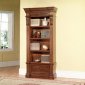 Antique Style Walnut Finish Grand Manor Granada Museum Bookcase