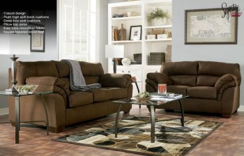 Mocha Microfiber Casual Sofa & Loveseat Set by Ashley Design [PNS-U806]