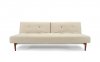 Cream Fabric Modern Convertible Sofa Bed w/Walnut Legs