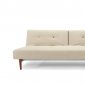 Cream Fabric Modern Convertible Sofa Bed w/Walnut Legs