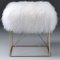 Bagley Ottoman 96700 in White Tibet Wool & Golden Brass by Acme