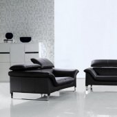 Black Leather Modern Stylish 3PC Living Room Set